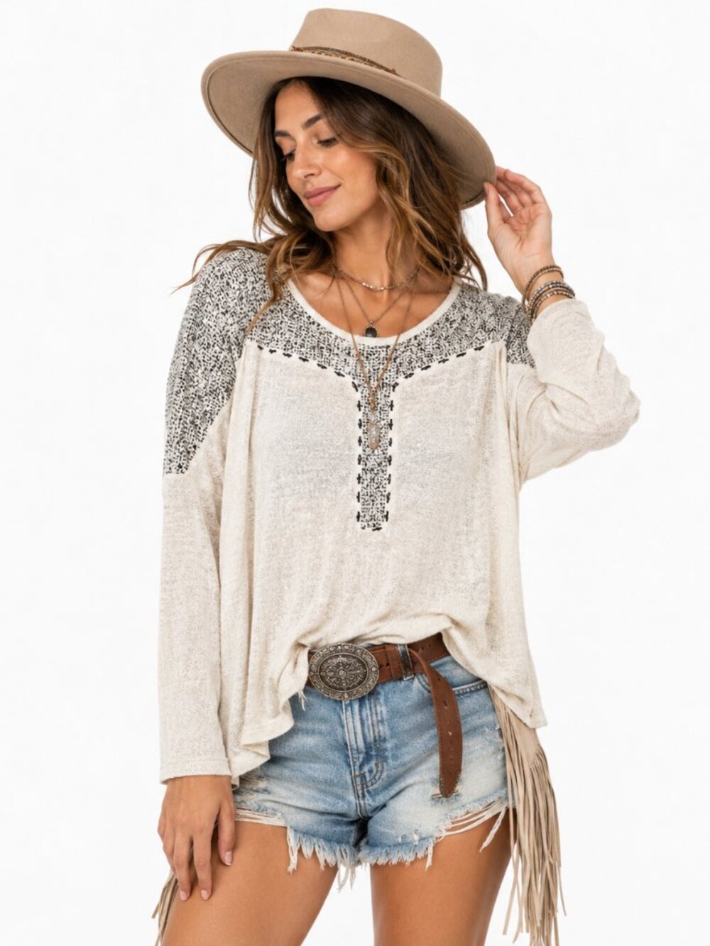 Anthropologie Meadow Rue Top Womens M Tan Linen Blend Beaded Boho NEW